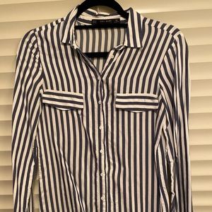Zara blue & white striped button down, size XS